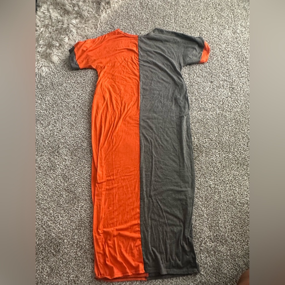 Colorblock Orange and Gray Dress
